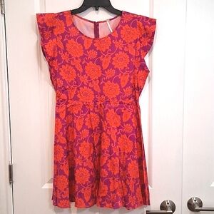 Free People Red and Purple A-line Dress Flutter Sleeveless
